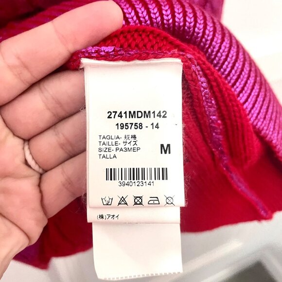 NWT MSGM Metallic Cable Knit Sweater Red Fuchsia Women’s Size M Italy - Picture 5 of 8